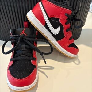 Jordan Kids Red and Black Sneakers with White Accents
